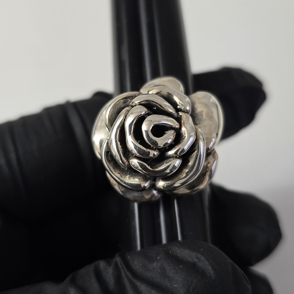 Sterling Silver 925 Floral Rose Ring Jewelry - Picture 3 of 5